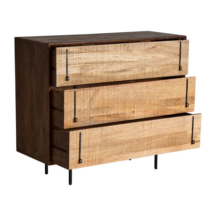 CÓMODA TRAP Étnico Madera natural hierro negro, 100 Cm