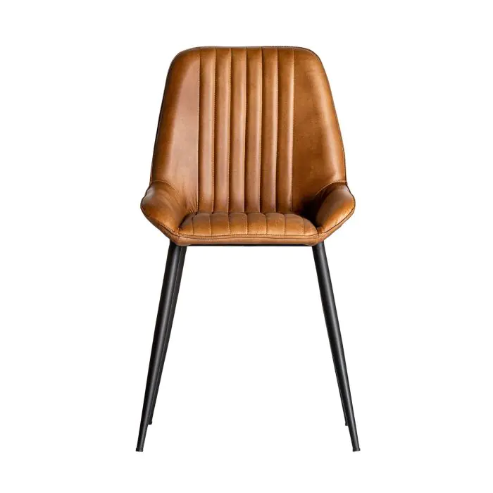 Silla Cuero Camel Metal Negro Home, 85 Cm