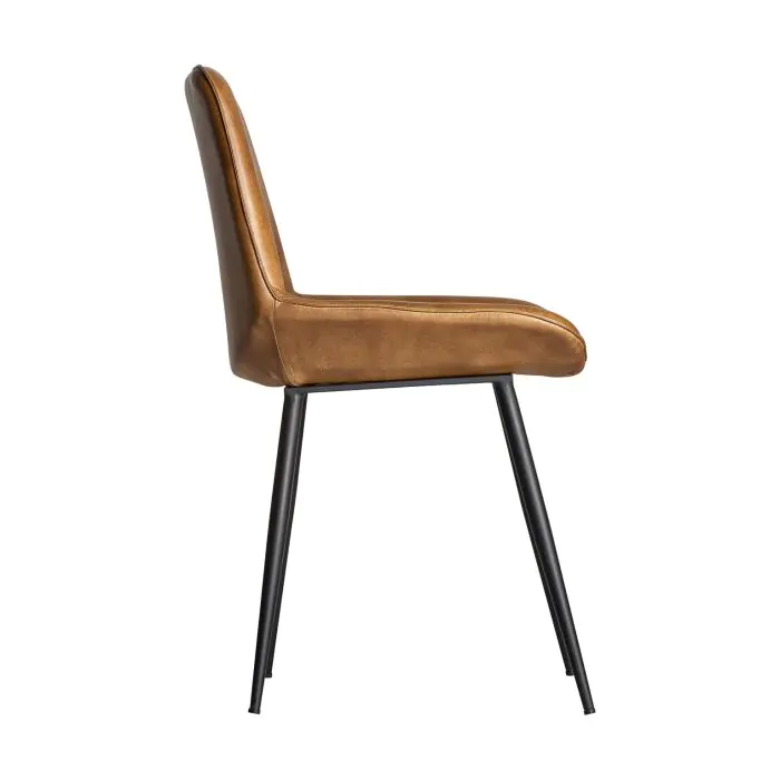 Silla Cuero Camel Metal Negro Home, 85 Cm