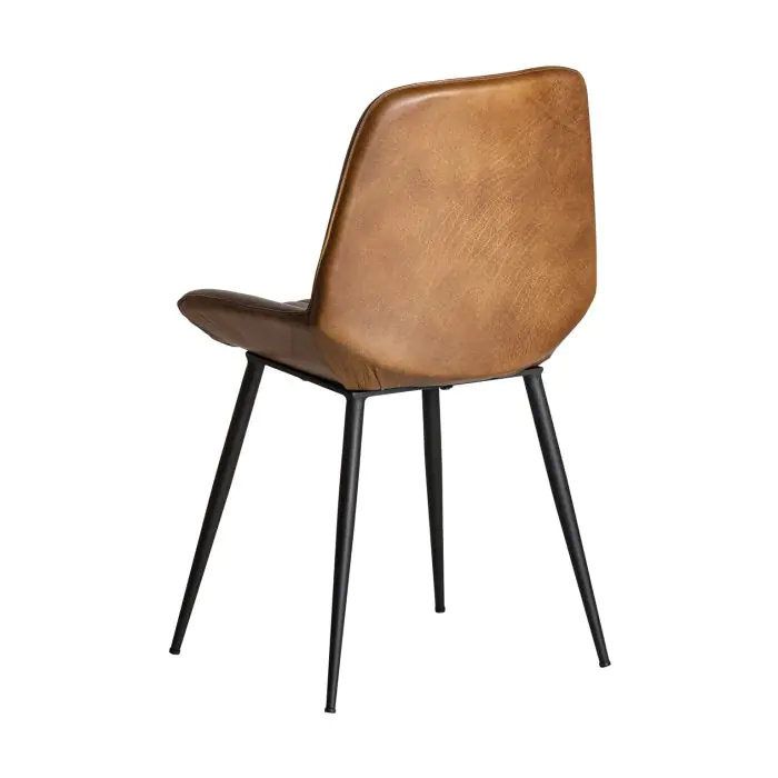 Silla Cuero Camel Metal Negro Home, 85 Cm