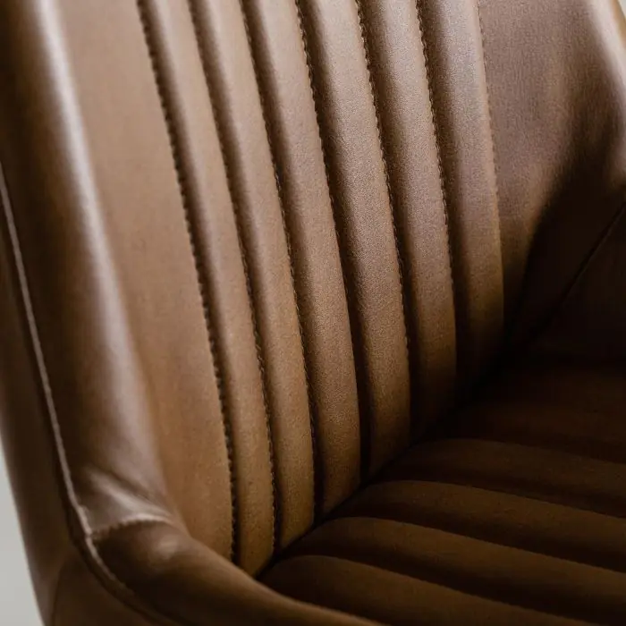 Silla Cuero Camel Metal Negro Home, 85 Cm