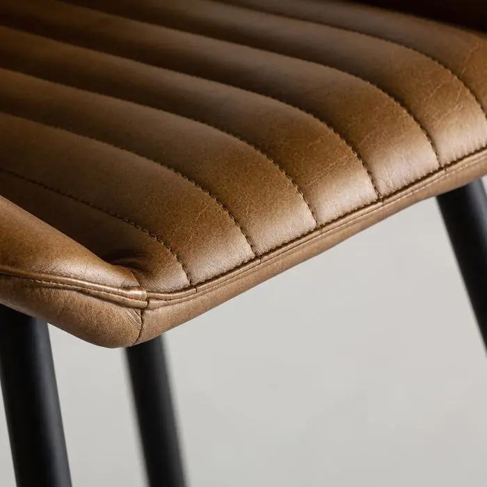 Silla Cuero Camel Metal Negro Home, 85 Cm