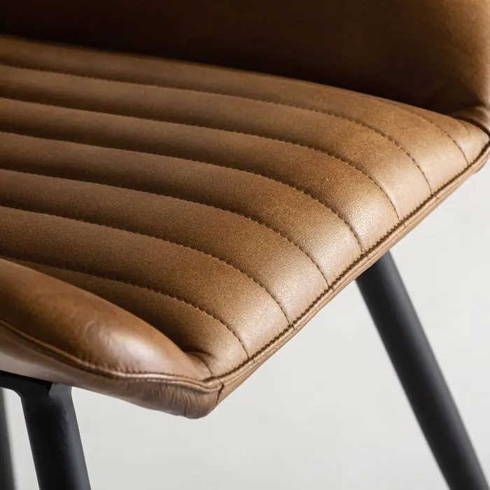 Silla Cuero Camel Metal Negro Home, 85 Cm