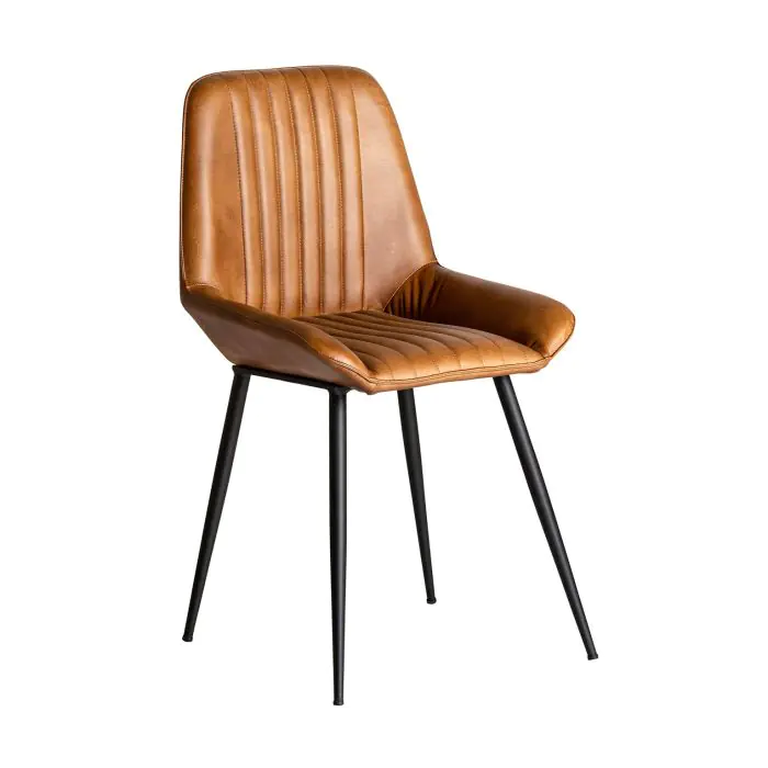 Silla Cuero Camel Metal Negro Home, 85 Cm