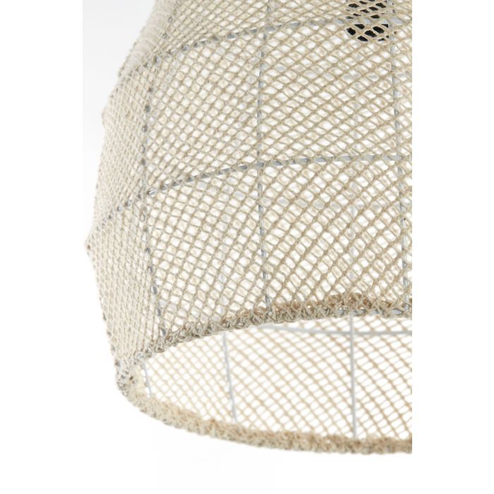 Lámpara Techo Ratán Metal Color Crema, Ø42 Cm