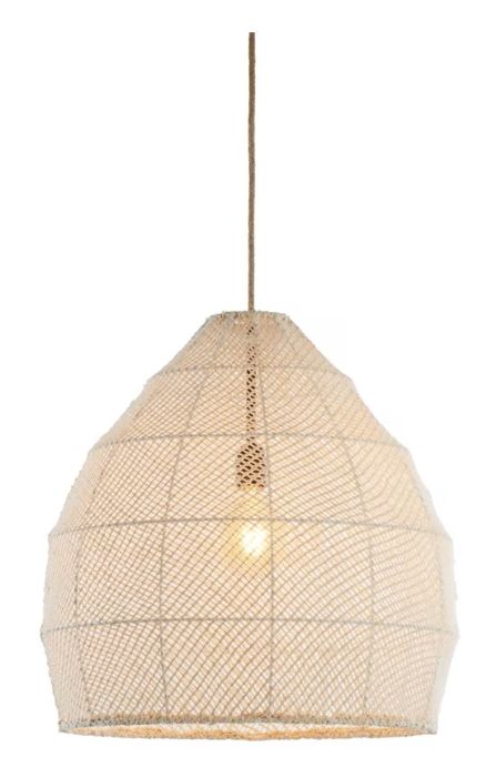 Lámpara Techo Ratán Metal Color Crema, Ø42 Cm
