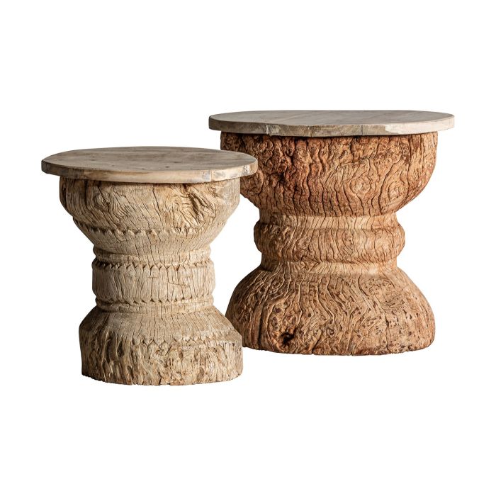 Mesa Auxiliar Surt Besakoa Madera de Teka Natural Envejecido