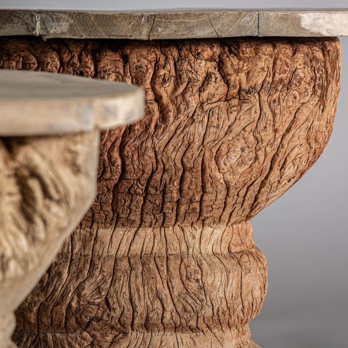 Mesa Auxiliar Madera de Teka Natural Envejecido, 46 Cm