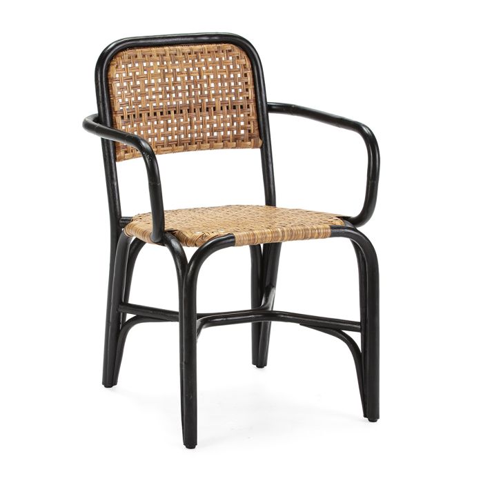 Silla étnica trenzado en mimbre natural y negro.