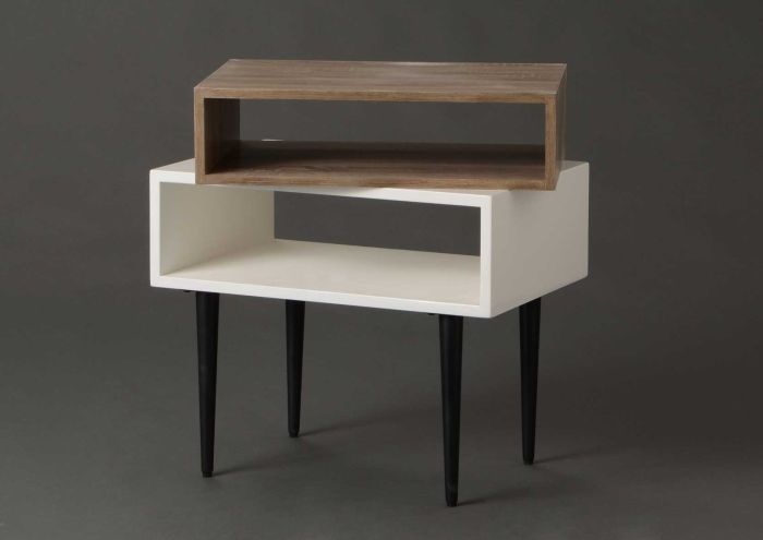 Mesa De Centro Nórdico, Wire Blanco -Roble, 60 Cm