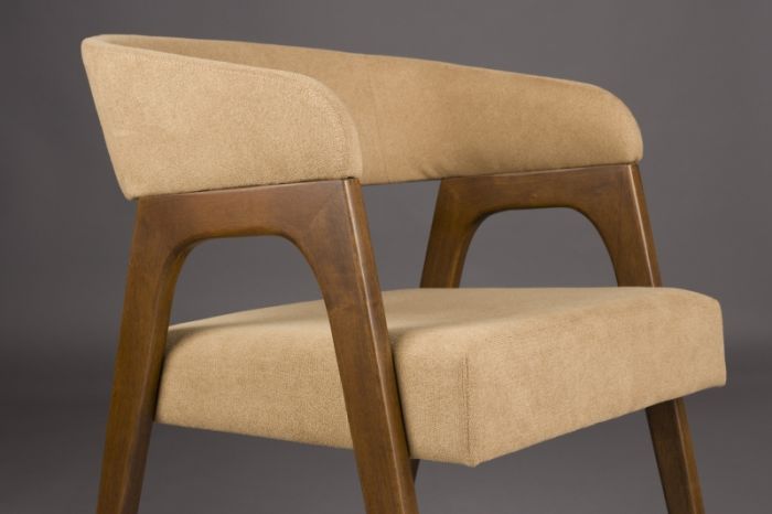 Silla Comedor Tejido Beige Madera, 58 Cm