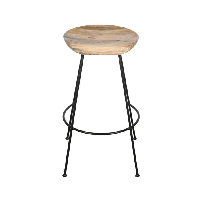 Taburete Alto Industrial Natural Negro, 44 Cm
