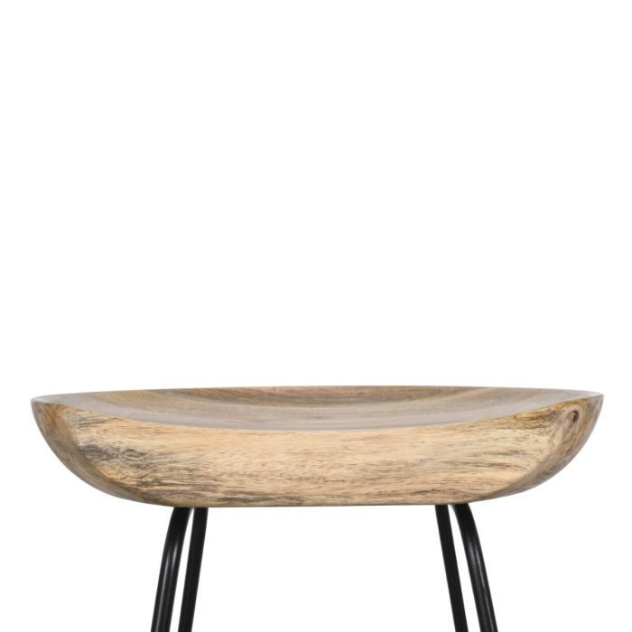 Taburete Alto Madera Mango Natural Metal, 44 Cm