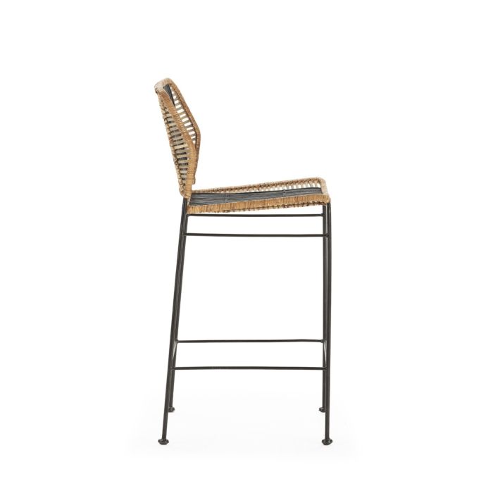 Taburete 50x43x98 Metal/Mimbre -- Negro/Negro/Natural