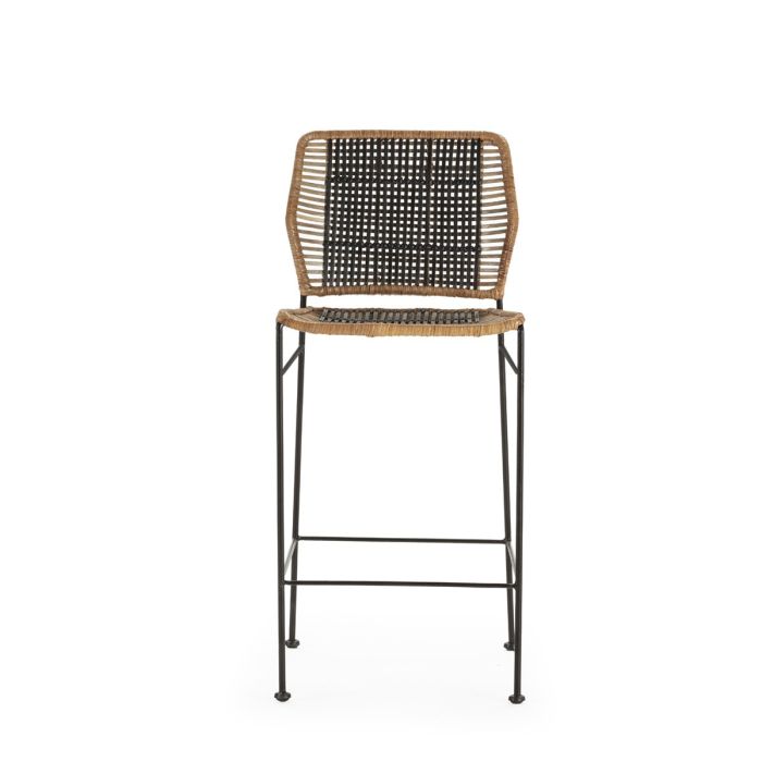 Taburete 50x43x98 Metal/Mimbre -- Negro/Negro/Natural