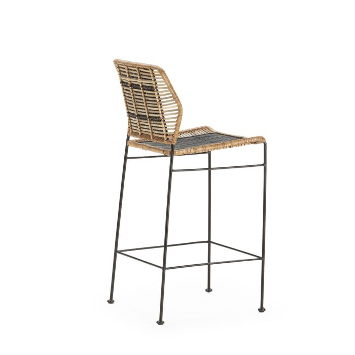 Taburete 50x43x98 Metal/Mimbre -- Negro/Negro/Natural