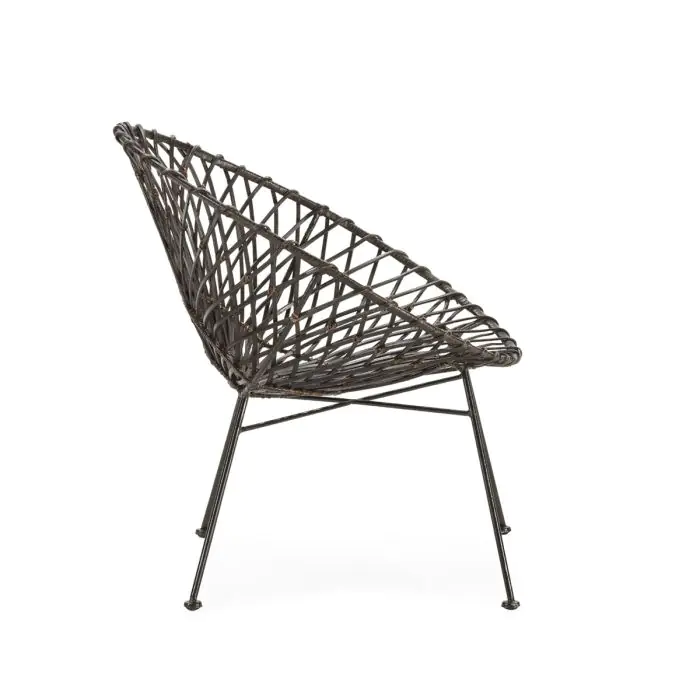 Sillón 67x72x77 cm Metal/Mimbre -- Negro/Marrón