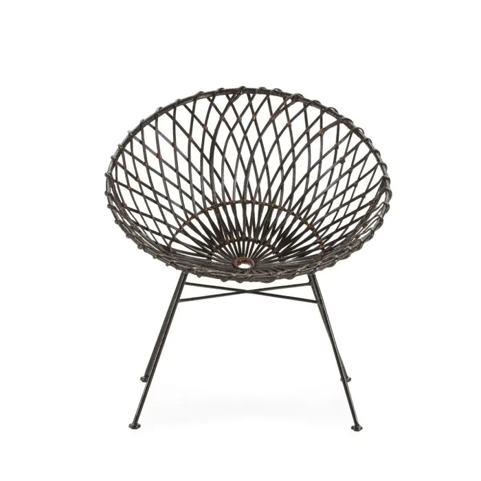Sillón 67x72x77 cm Metal/Mimbre -- Negro/Marrón