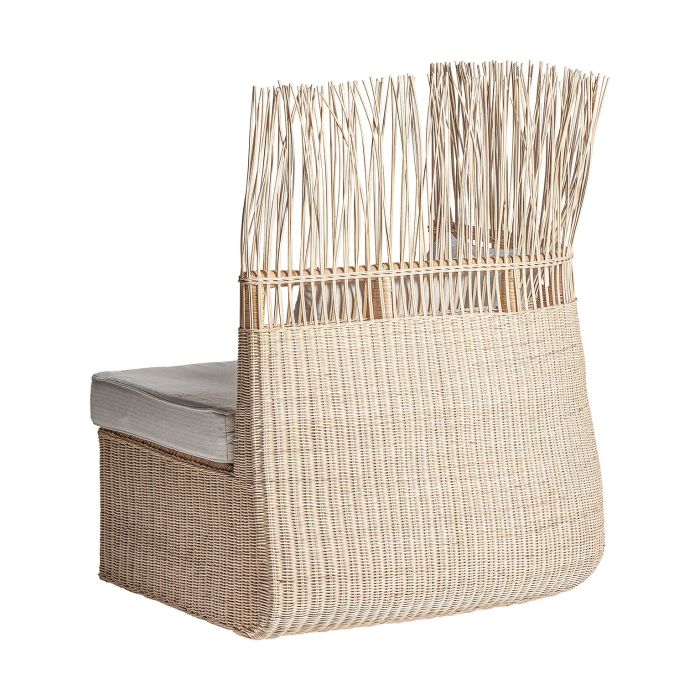 Sofá de Jardín Estilo Étnico Ratán Algodón Natural, 104 Cm