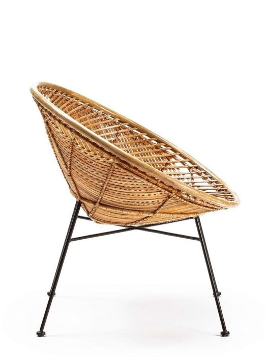 Sillón 72x78x80 Mimbre/Metal Natural/Negro