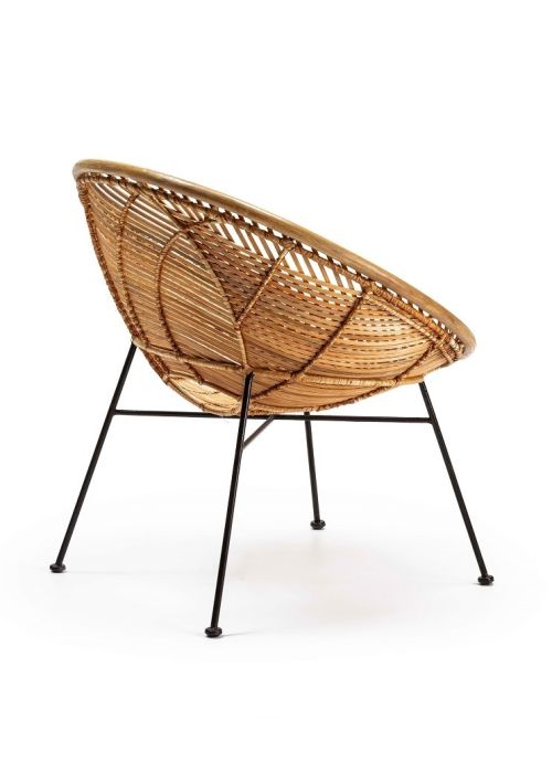 Sillón 72x78x80 Mimbre/Metal Natural/Negro