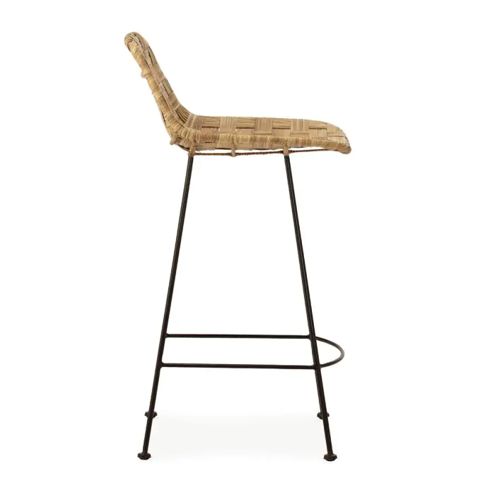 Taburete 51x44x94 Mimbre/Metal -- Natural/Marrón Oscuro