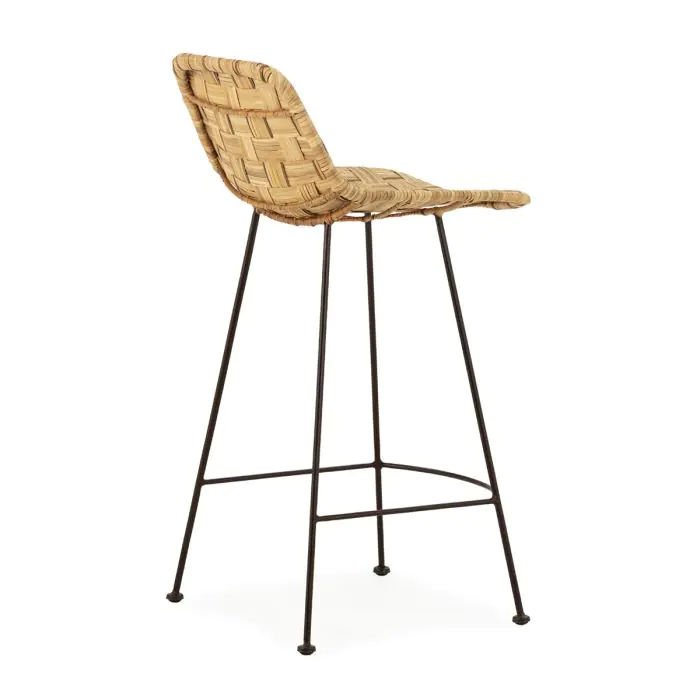 Taburete 51x44x94 Mimbre/Metal -- Natural/Marrón Oscuro