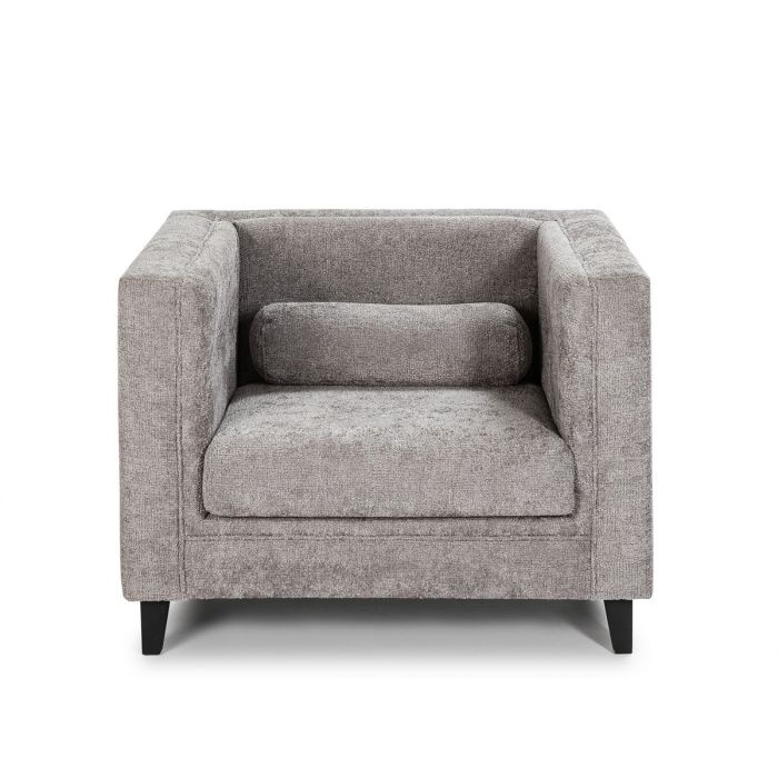 Sillón Agramon Art Decó Chenilla Gris Jaspeado Cuadrado