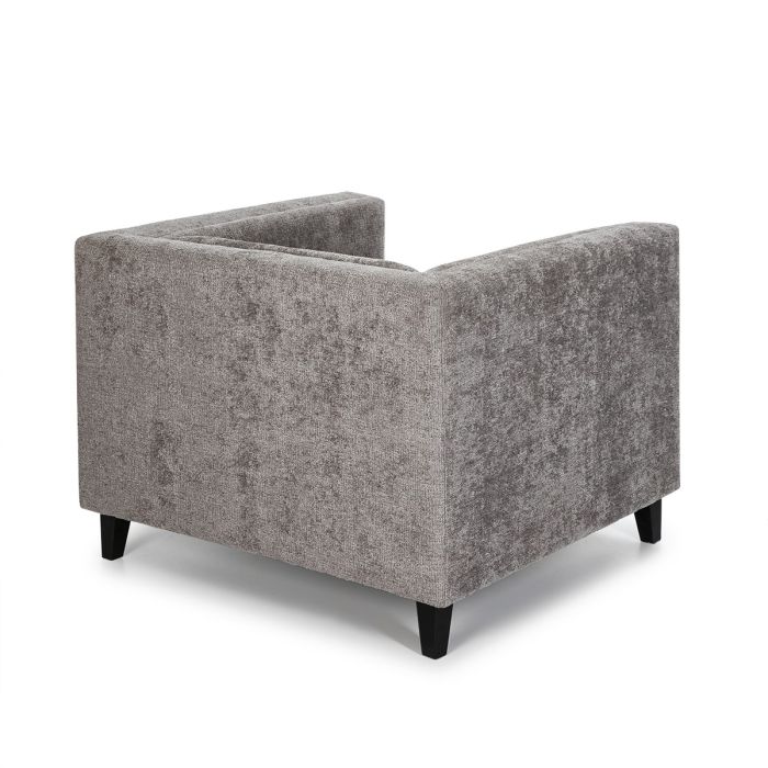 Sillón Agramon Art Decó Chenilla Gris Jaspeado Cuadrado