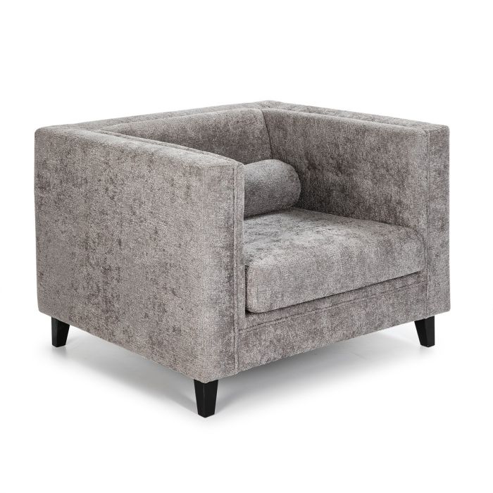 Sillón Agramon Art Decó Chenilla Gris Jaspeado Cuadrado