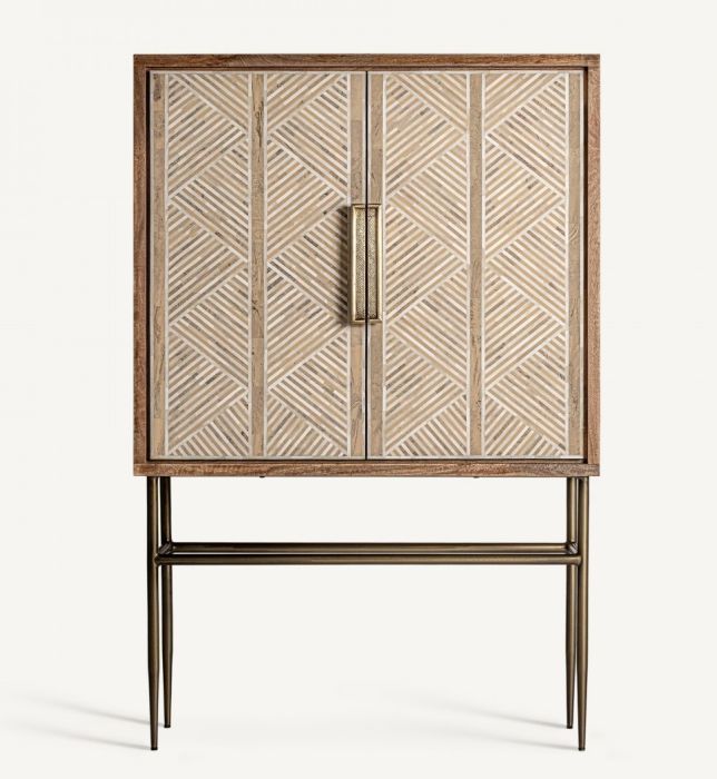 Armario Laugna Estilo Art Decó Madera Mango Hueso Hierro Natural, 140 Cm