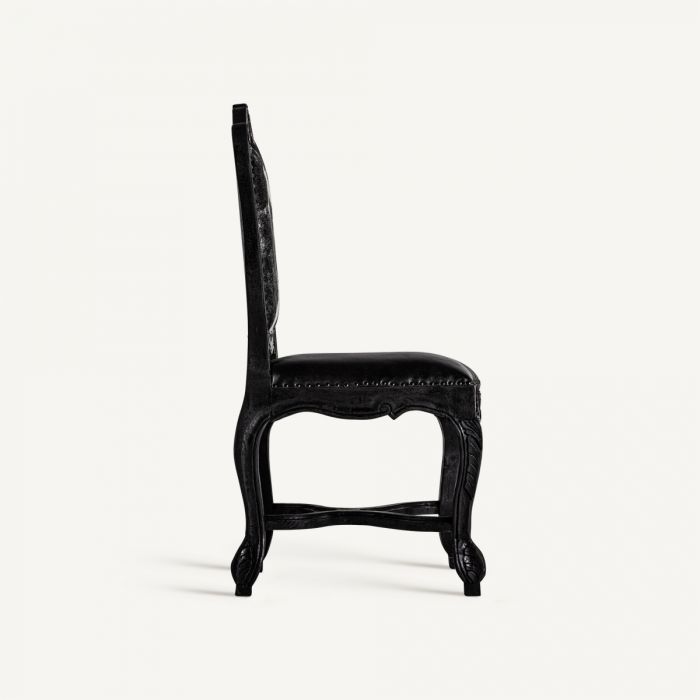 Silla madera Negra Cuero Blanco Negro, 98 Cm