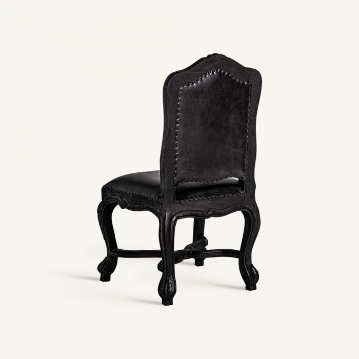 Silla madera Negra Cuero Blanco Negro, 98 Cm