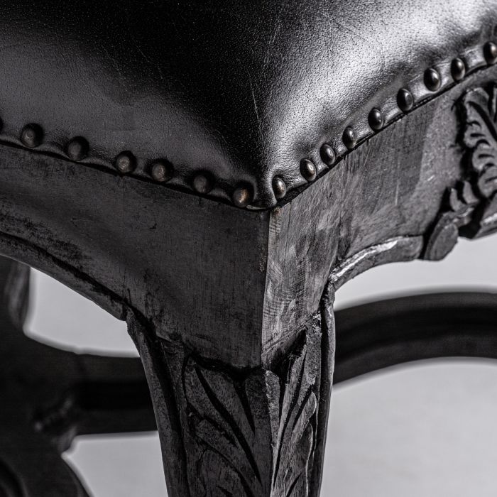 Silla madera Negra Cuero Blanco Negro, 98 Cm