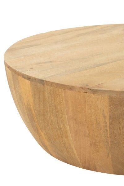 Mesa Centro Redonda Camille Estilo Étnico-Vintage Natural Madera, 88'5 Cm