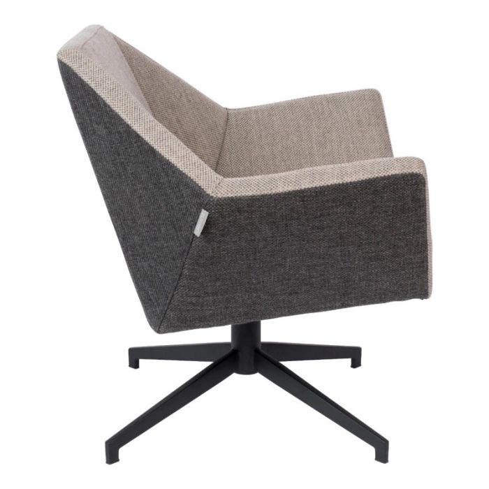 Sillón Tapizado Textil Beige Metal Negro, 66 Cm