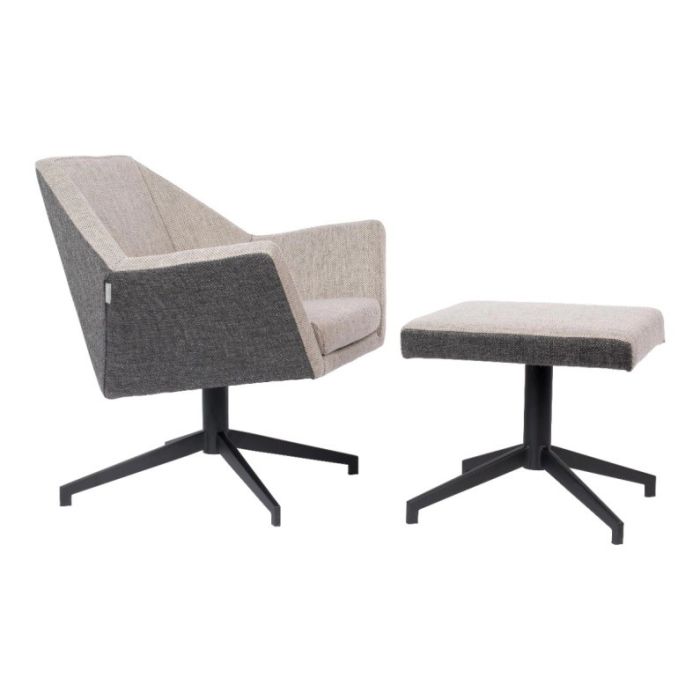 Sillón Tapizado Textil Beige Metal Negro, 66 Cm