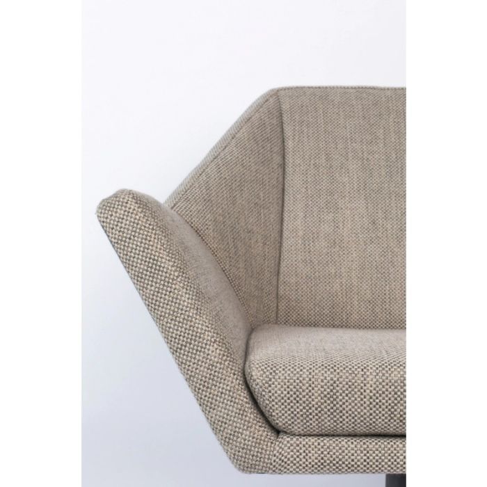 Sillón Tapizado Textil Beige Metal Negro, 66 Cm