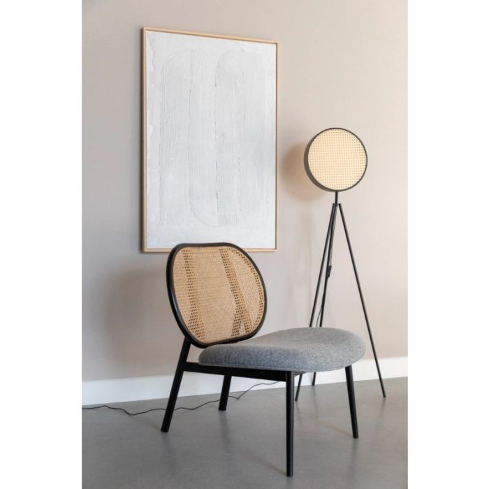 Sillón Tapizado Gris Ratán Natural, 78 Cm