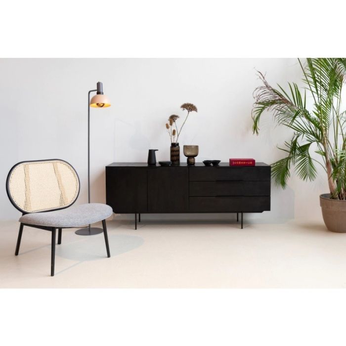 Sillón Tapizado Gris Ratán Natural, 78 Cm