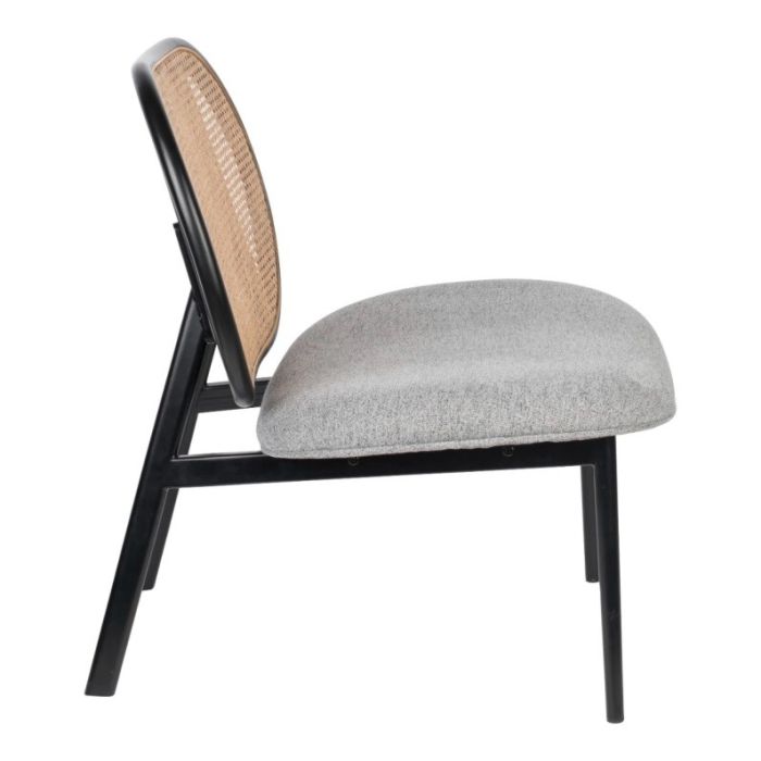 Sillón Tapizado Gris Ratán Natural, 78 Cm