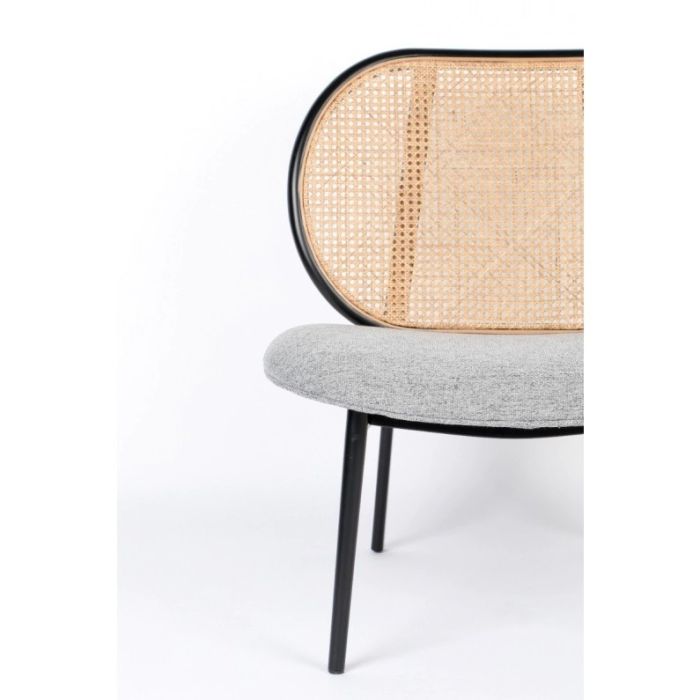 Sillón Tapizado Gris Ratán Natural, 78 Cm