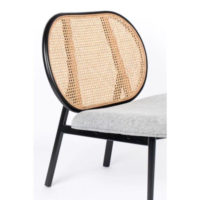 Sillón Tapizado Gris Ratán Natural, 78 Cm