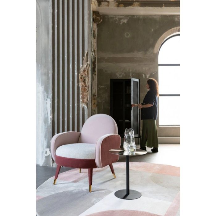 Sillón Tejido Madera Blanco Rosa, 80 Cm