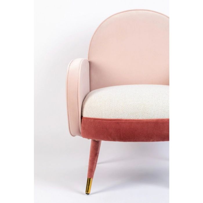 Sillón Tejido Madera Blanco Rosa, 80 Cm