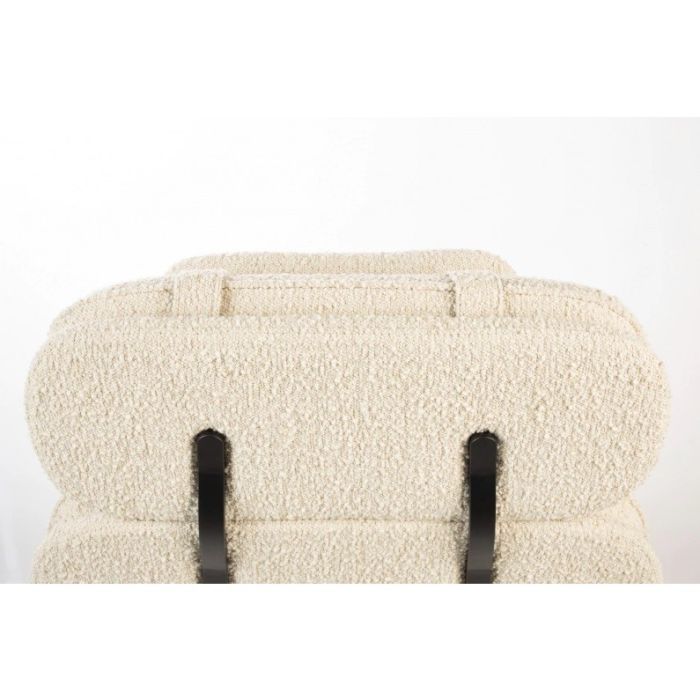 Sillón Giratorio Tejido Bouclé Acero Blanco Negro, 85 Cm