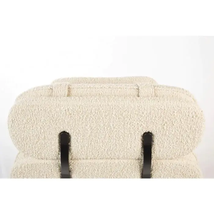 Sillón Giratorio Tejido Bouclé Acero Blanco Negro, 85 Cm