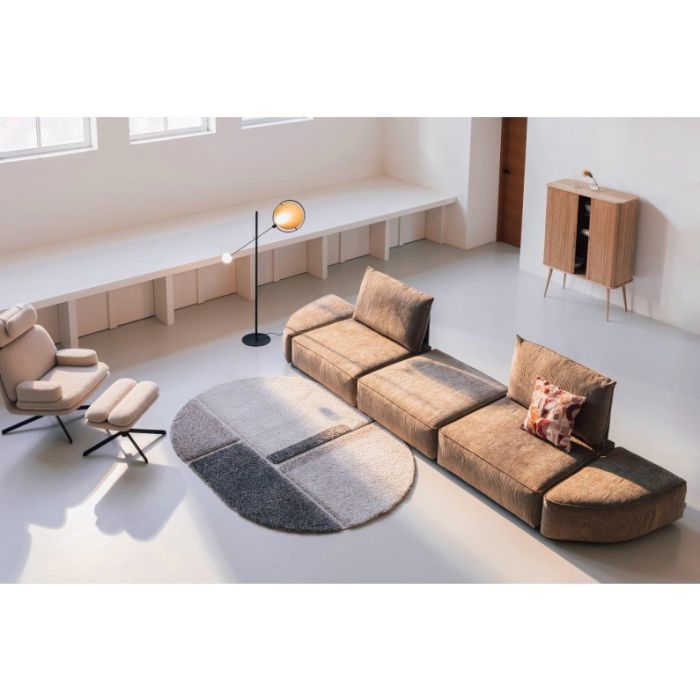 Sillón Giratorio Tejido Bouclé Acero Blanco Negro, 85 Cm