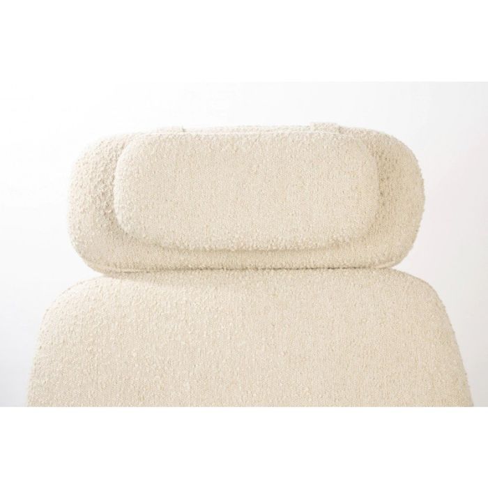 Sillón Giratorio Tejido Bouclé Acero Blanco Negro, 85 Cm