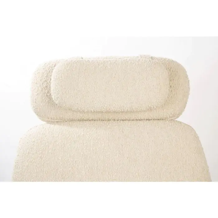 Sillón Giratorio Tejido Bouclé Acero Blanco Negro, 85 Cm